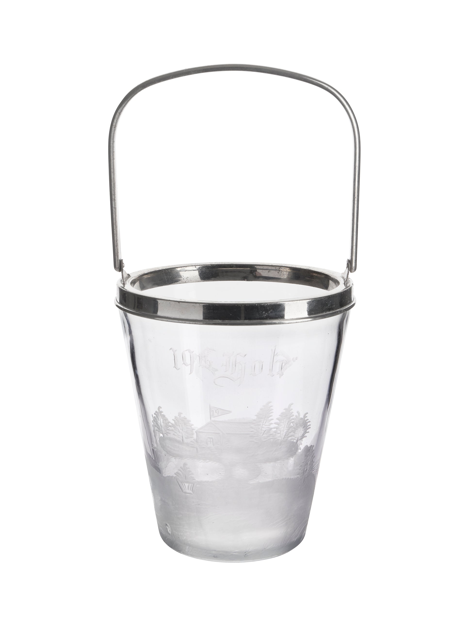 Vintage 1920s Hawks 19th Hole Etched Ice Bucket Weston Table