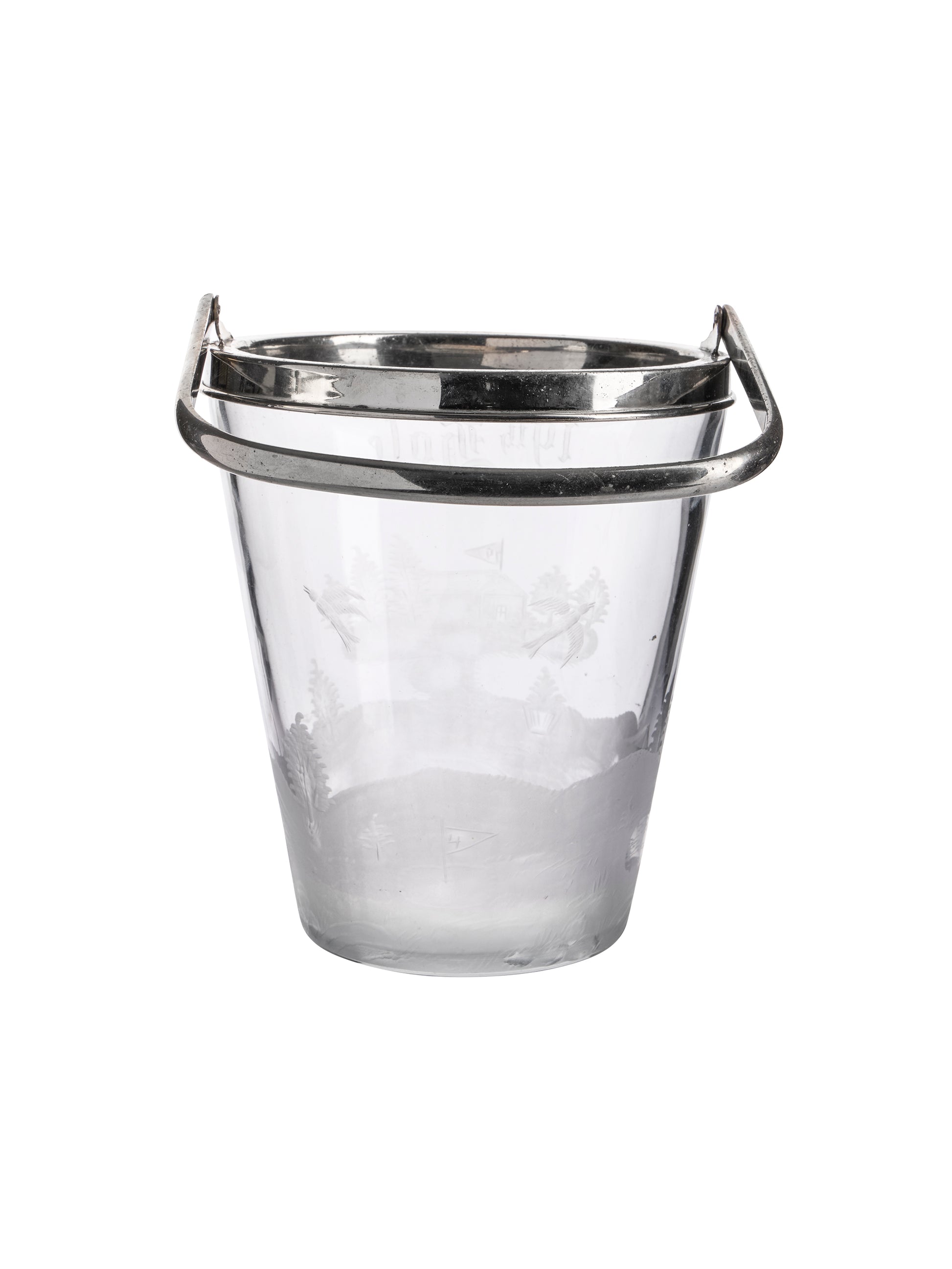 Vintage 1920s Hawks 19th Hole Etched Ice Bucket Weston Table