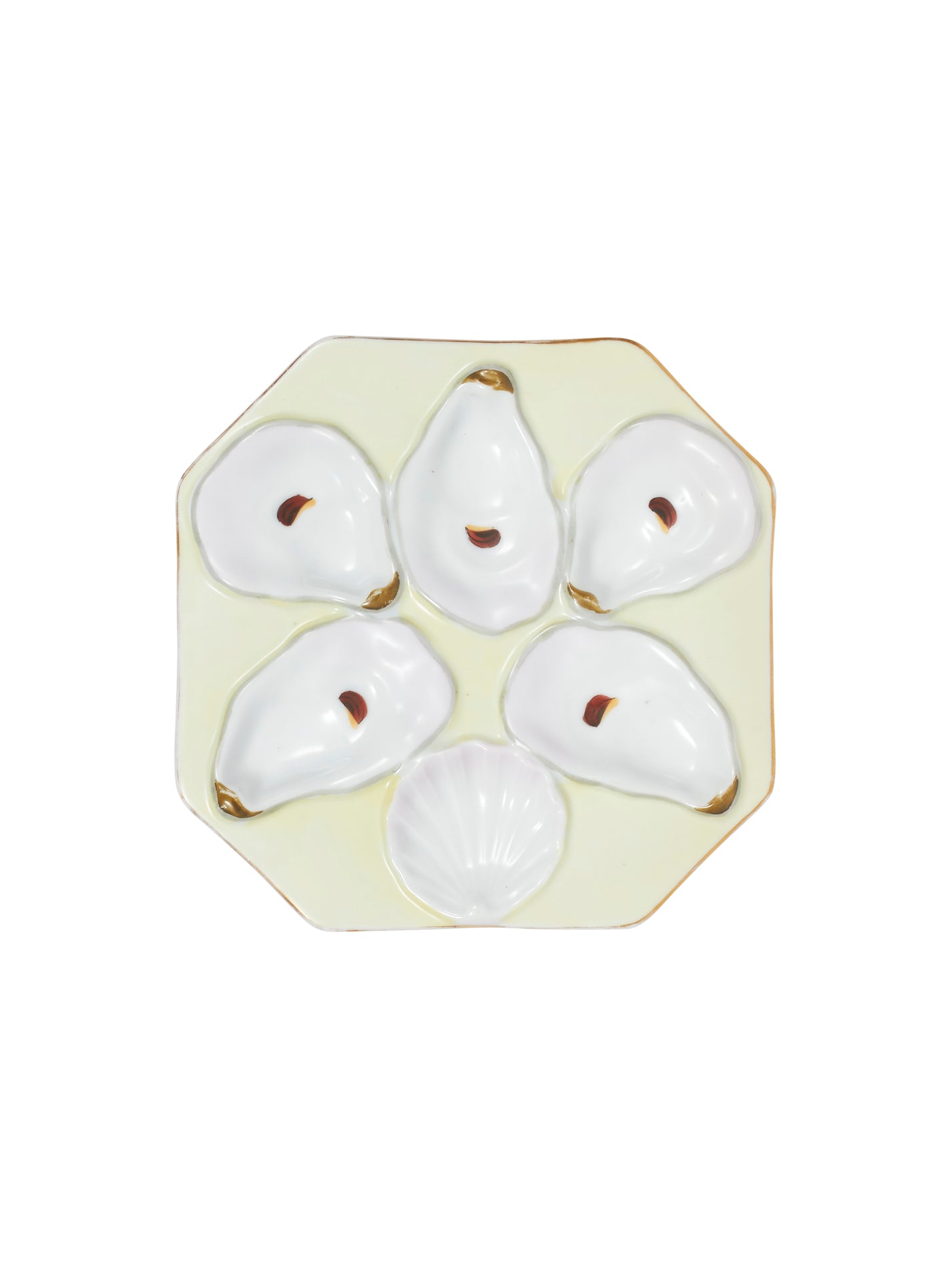 Shop the Vintage 1920s Hexagonal Yellow Oyster Plate at Weston Table