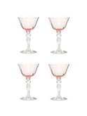 Vintage 1920s Huntington Pink Optic Panel Aperitif Glasses Set of Four Weston Table