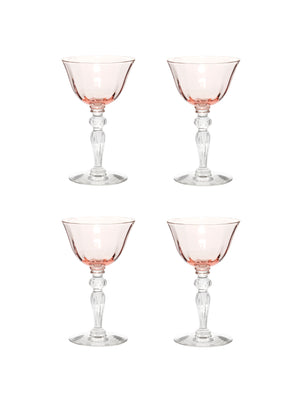  Vintage 1920s Huntington Pink Optic Panel Aperitif Glasses Set of Four Weston Table 