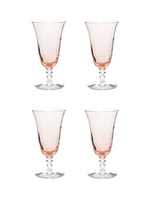  Vintage 1920s Huntington Pink Optic Panel Iced Tea Glasses Set of Four Weston Table 