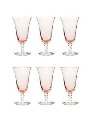  Vintage 1920s Huntington Pink Optic Panel Iced Tea Glasses Set of Six Weston Table 