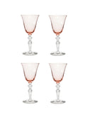 Vintage 1920s Huntington Pink Optic Panel Wine Glasses Set of Four Weston Table