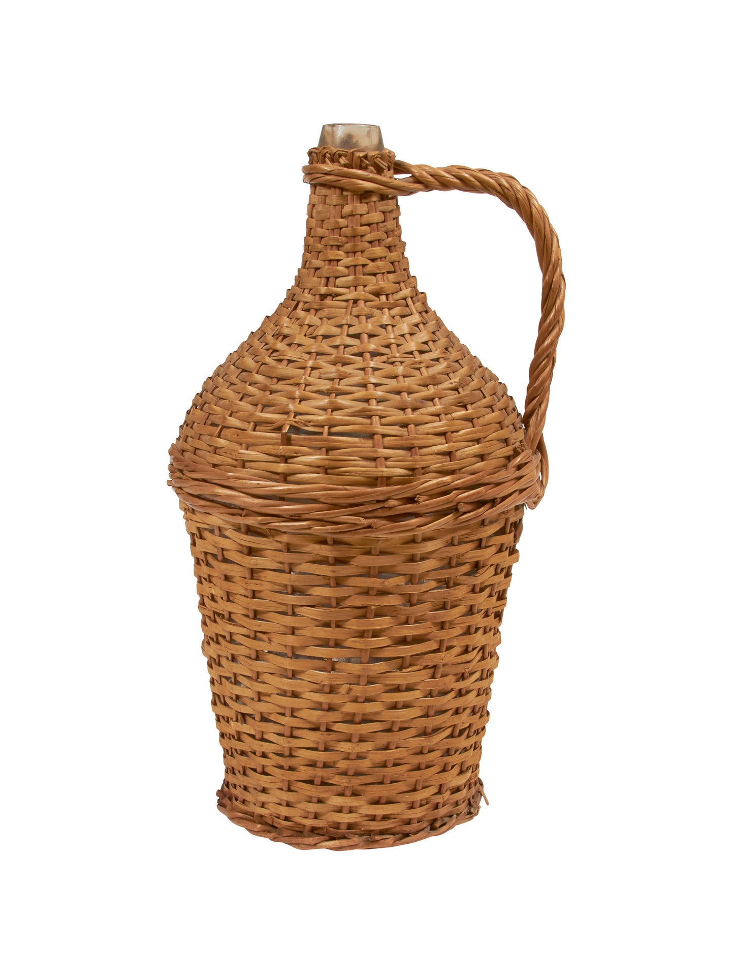 Vintage 1920s Large French Wicker Wrapped Wine Bottle Four Weston Table