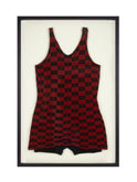 Vintage 1920s Red and Black Check Bathing Suit Weston Table