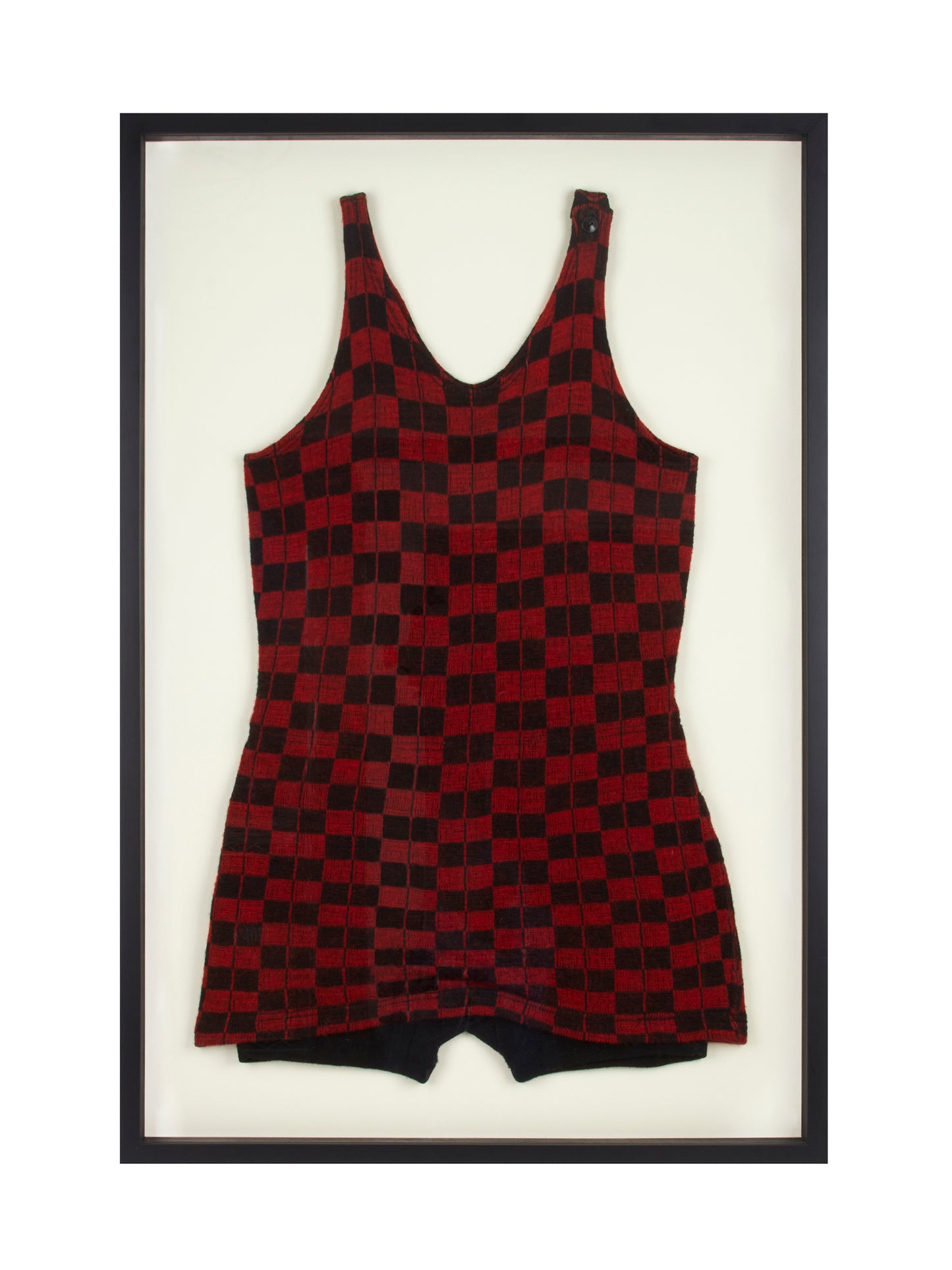 Vintage 1920s Red and Black Check Bathing Suit Weston Table