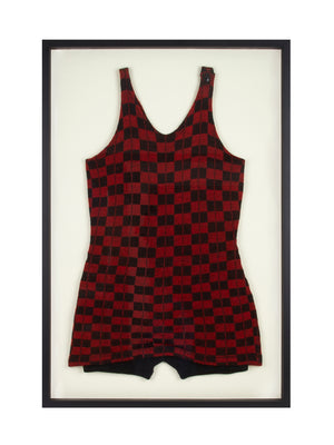  Vintage 1920s Red and Black Check Bathing Suit Weston Table 