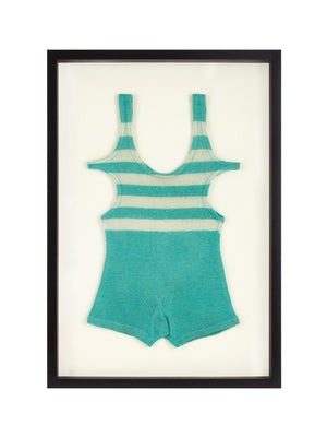  Vintage 1920s Seafoam Green Striped Bathing Suit Weston Table 