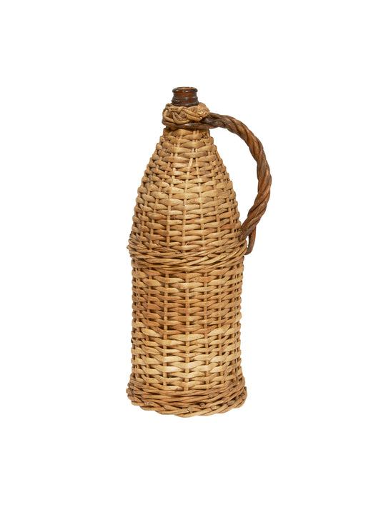 Vintage 1920s Small French Wicker Wrapped Wine Bottle Weston Table