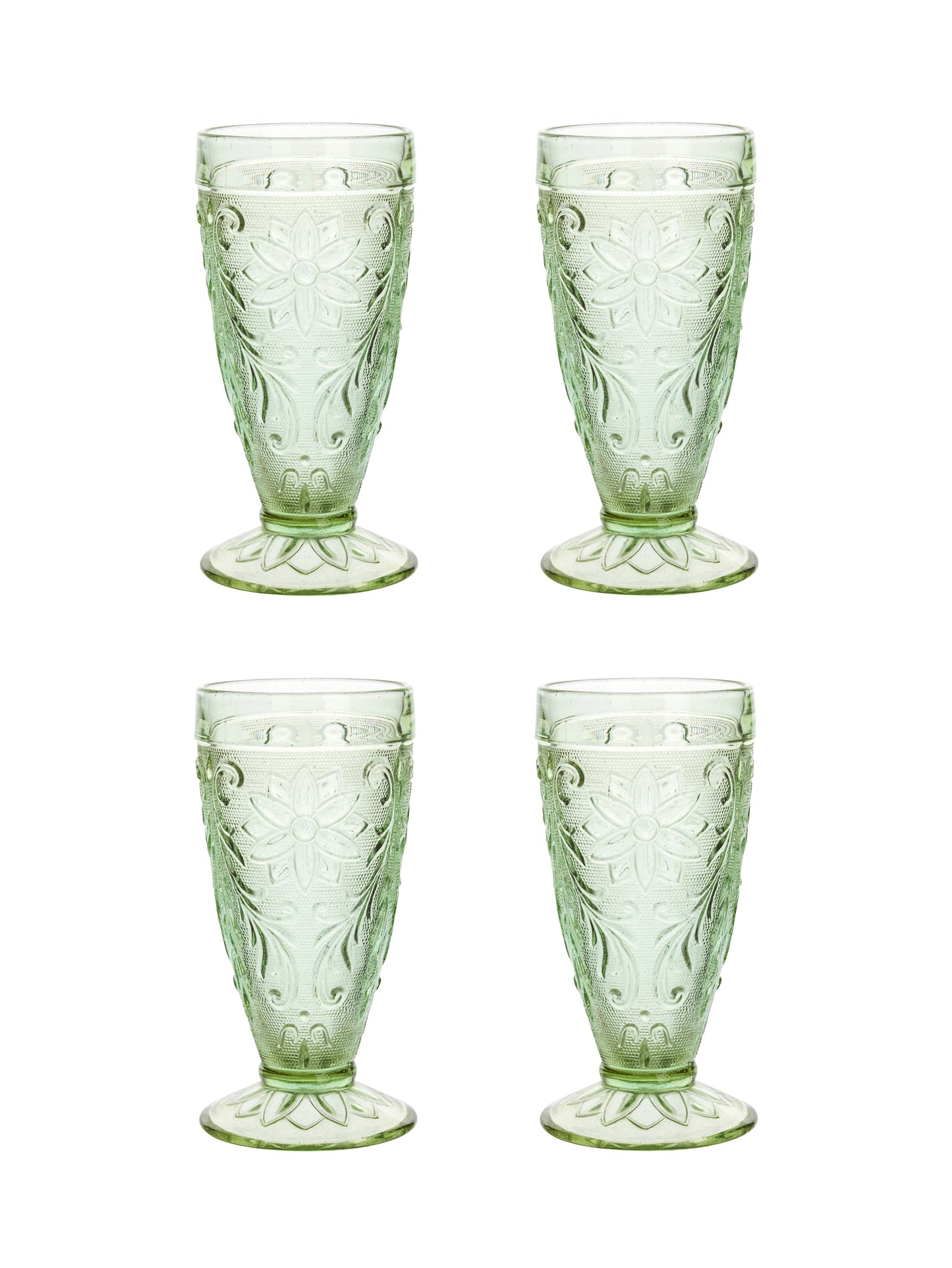 Vintage 1920s Tiara Chantilly Green Iced Tea Glasses Set of Four Weston Table