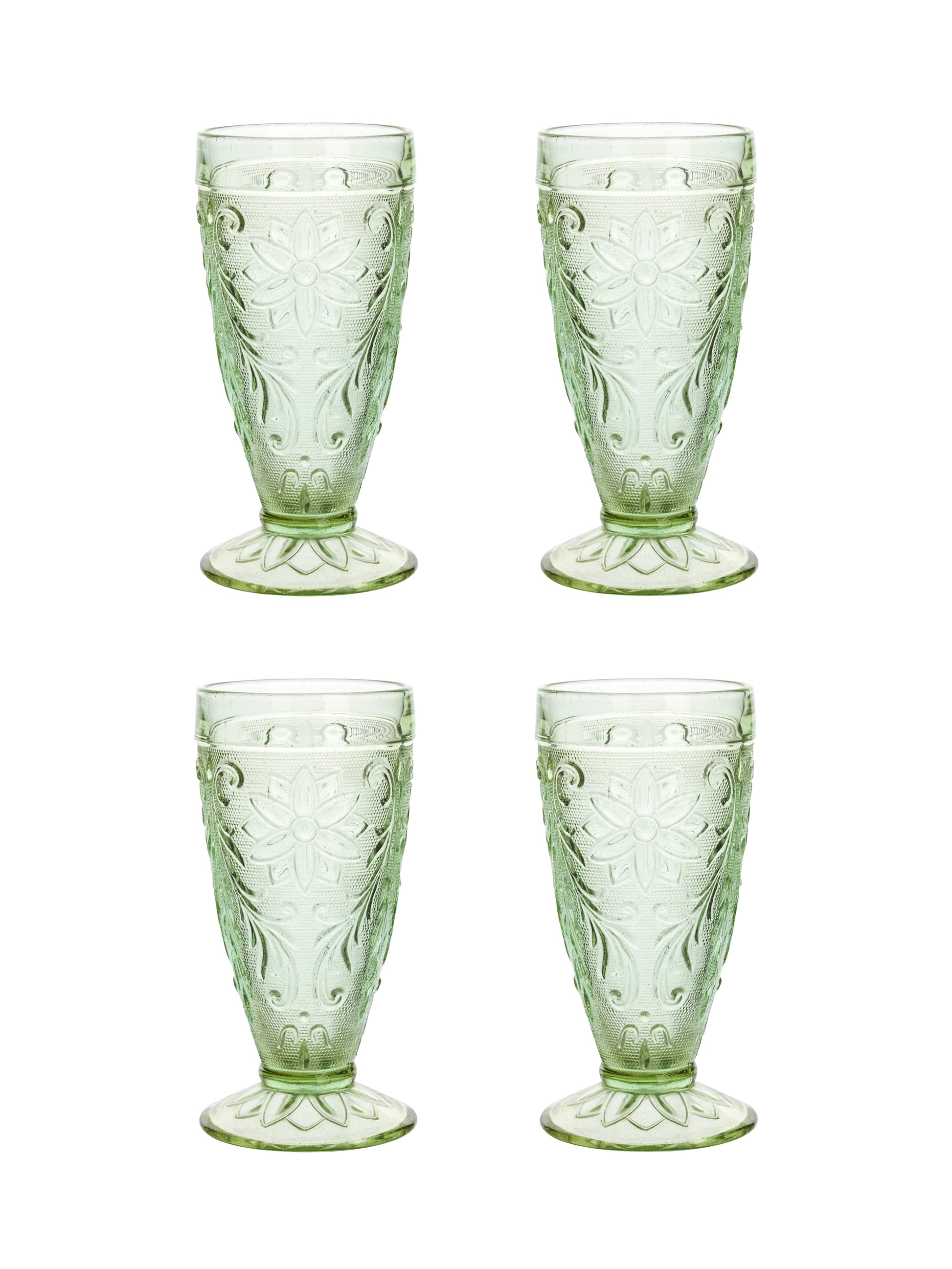 Vintage 1920s Tiara Chantilly Green Iced Tea Glasses Set of Four Weston Table