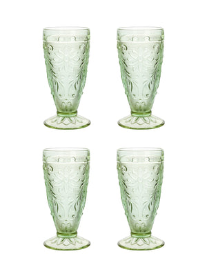  Vintage 1920s Tiara Chantilly Green Iced Tea Glasses Set of Four Weston Table 