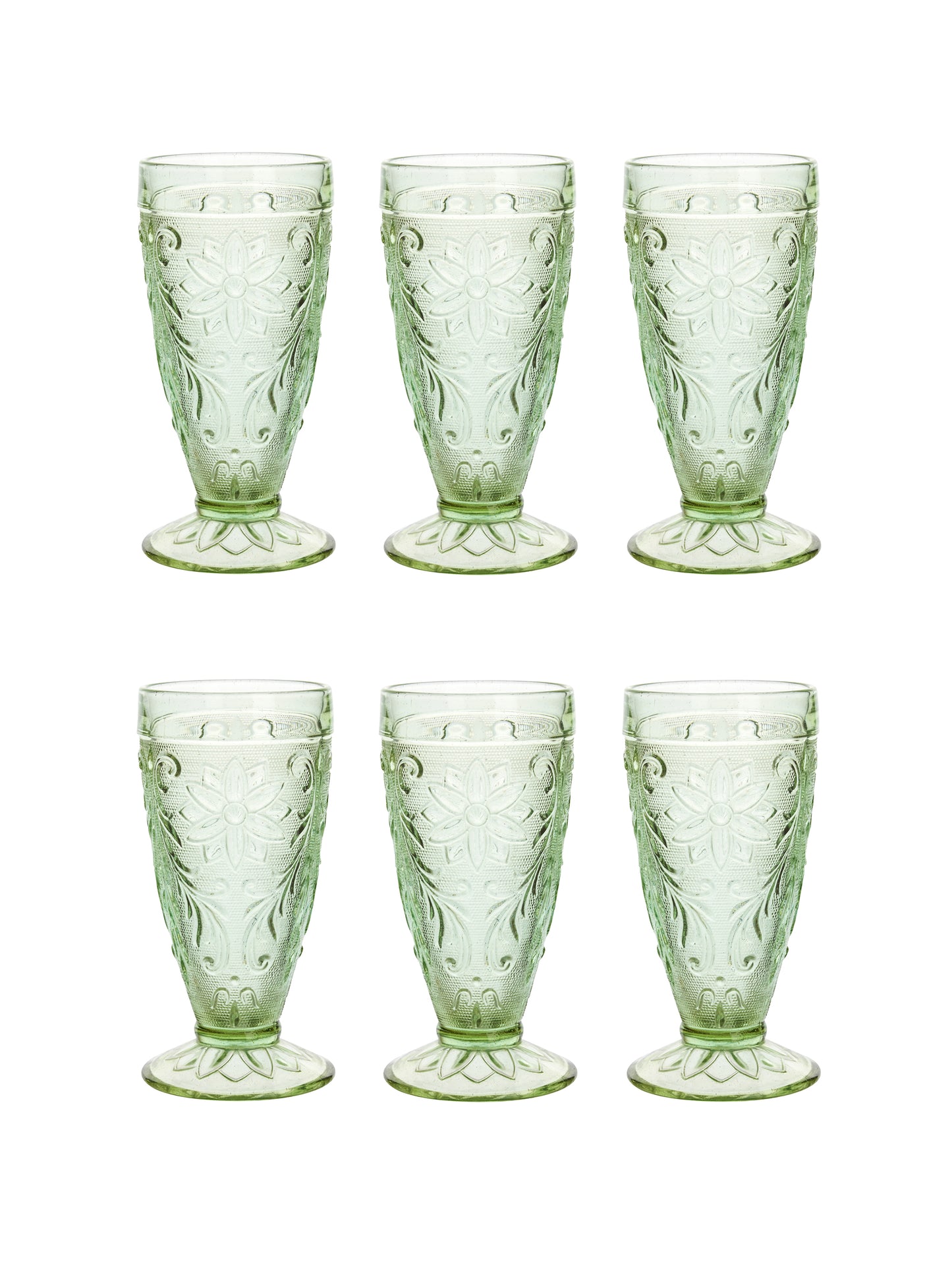 Vintage 1920s Tiara Chantilly Green Iced Tea Glasses Set of Six Weston Table