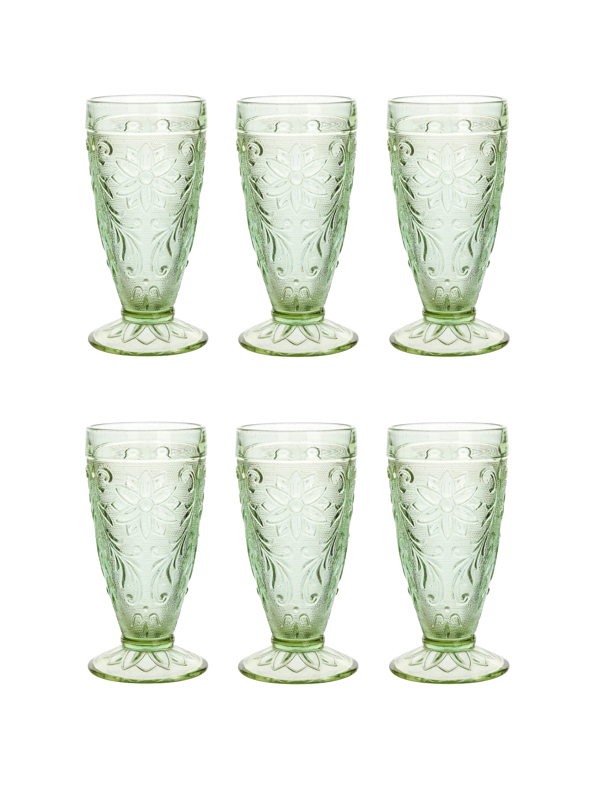 Vintage 1920s Tiara Chantilly Green Iced Tea Glasses Set of Six Weston Table