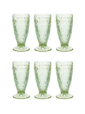  Vintage 1920s Tiara Chantilly Green Iced Tea Glasses Set of Six Weston Table 