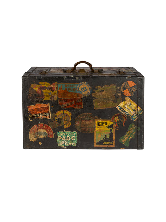 Vintage 1920s Travel Sticker Trunk Weston Table