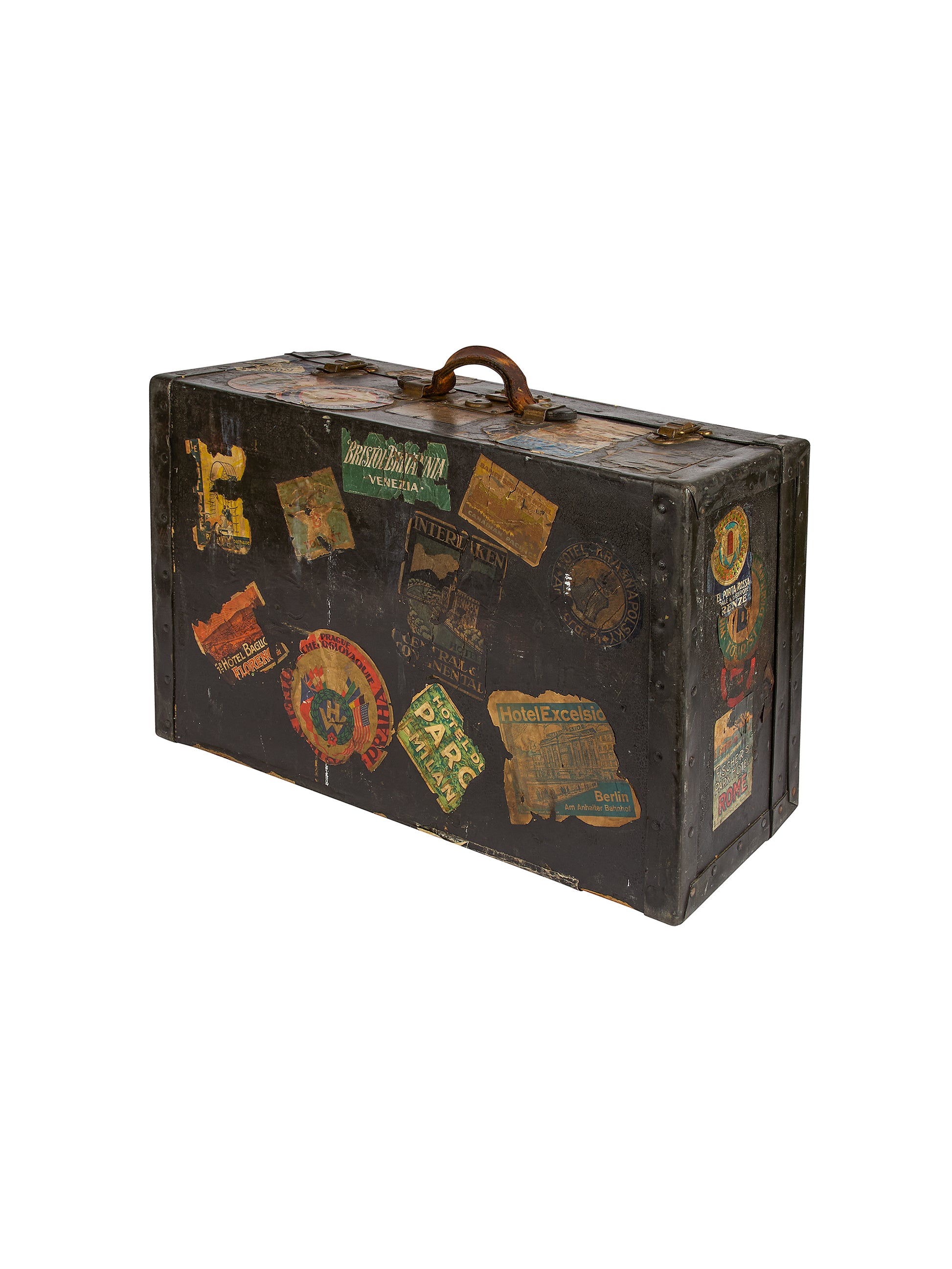 Vintage 1920s Travel Sticker Trunk Weston Table