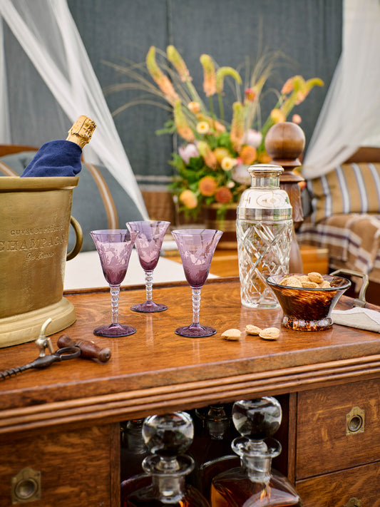 Vintage 1920s Venetian Amethyst Aperitif Glasses Weston Table