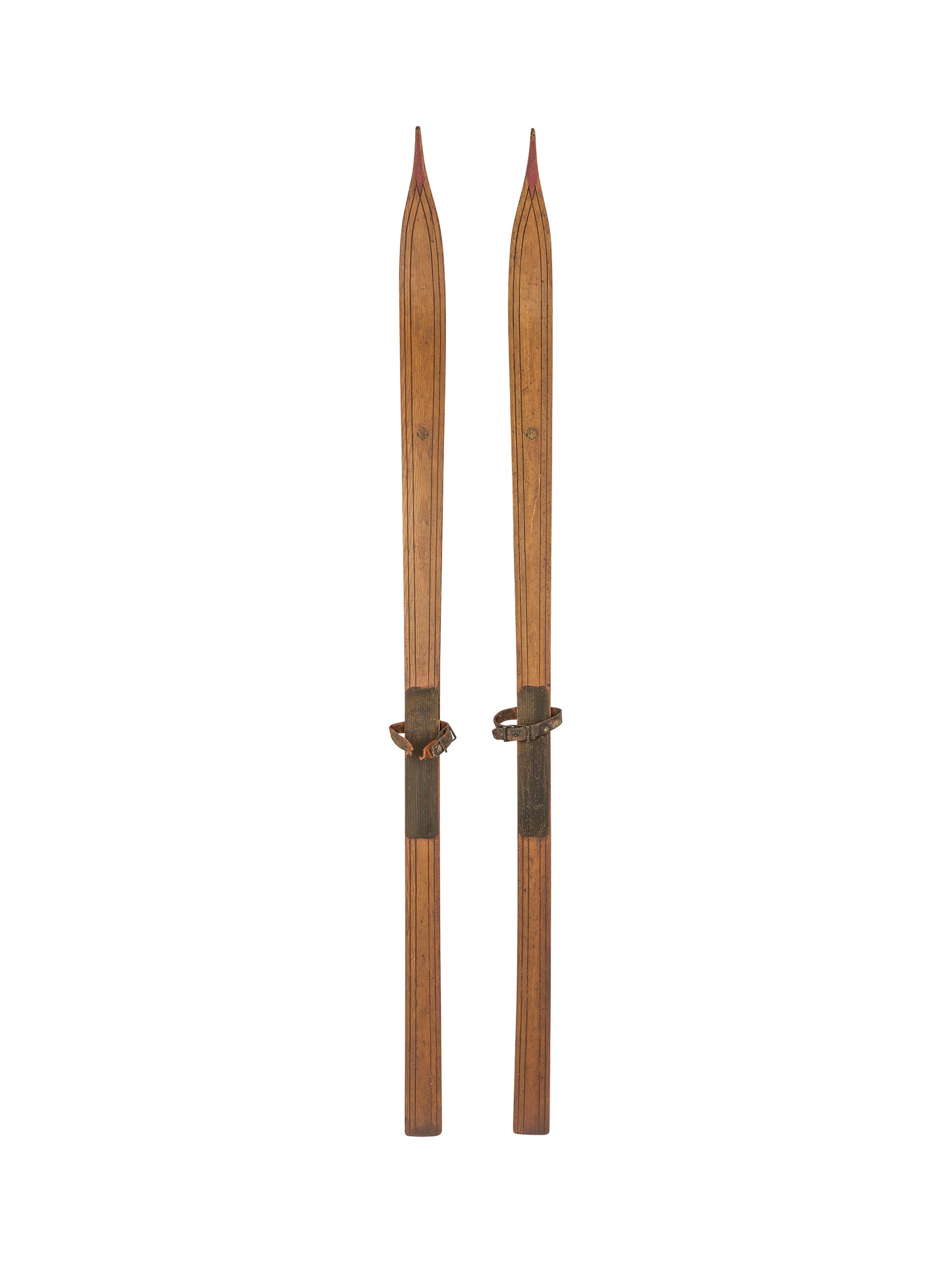Vintage 1920s Wooden Skis with Carved Tips Weston Table