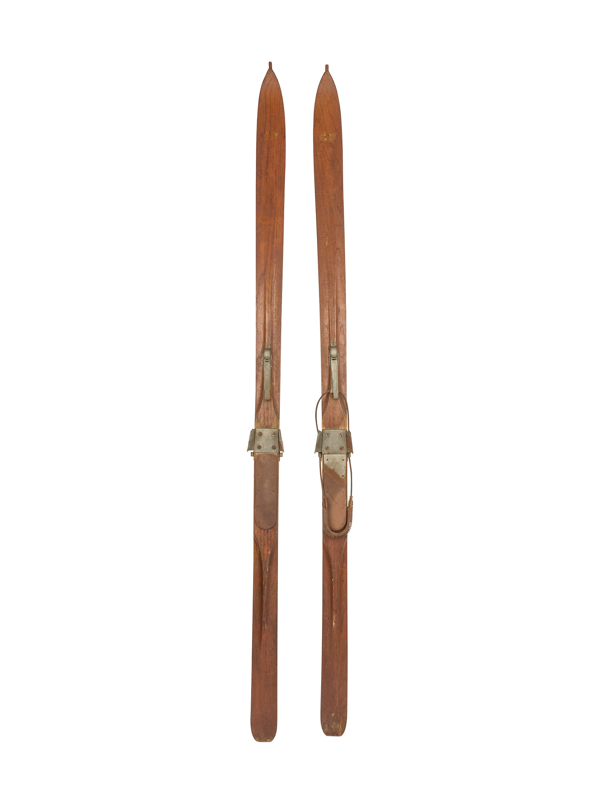 Vintage 1920s Wooden Skis with Carved Tips Weston Table