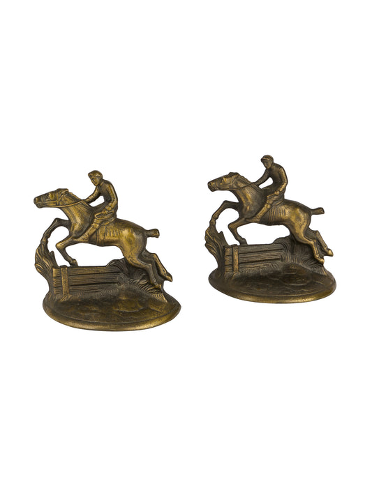 Vintage 1925 Hubley Fox Hunting Horse & Rider Bookends Weston Table
