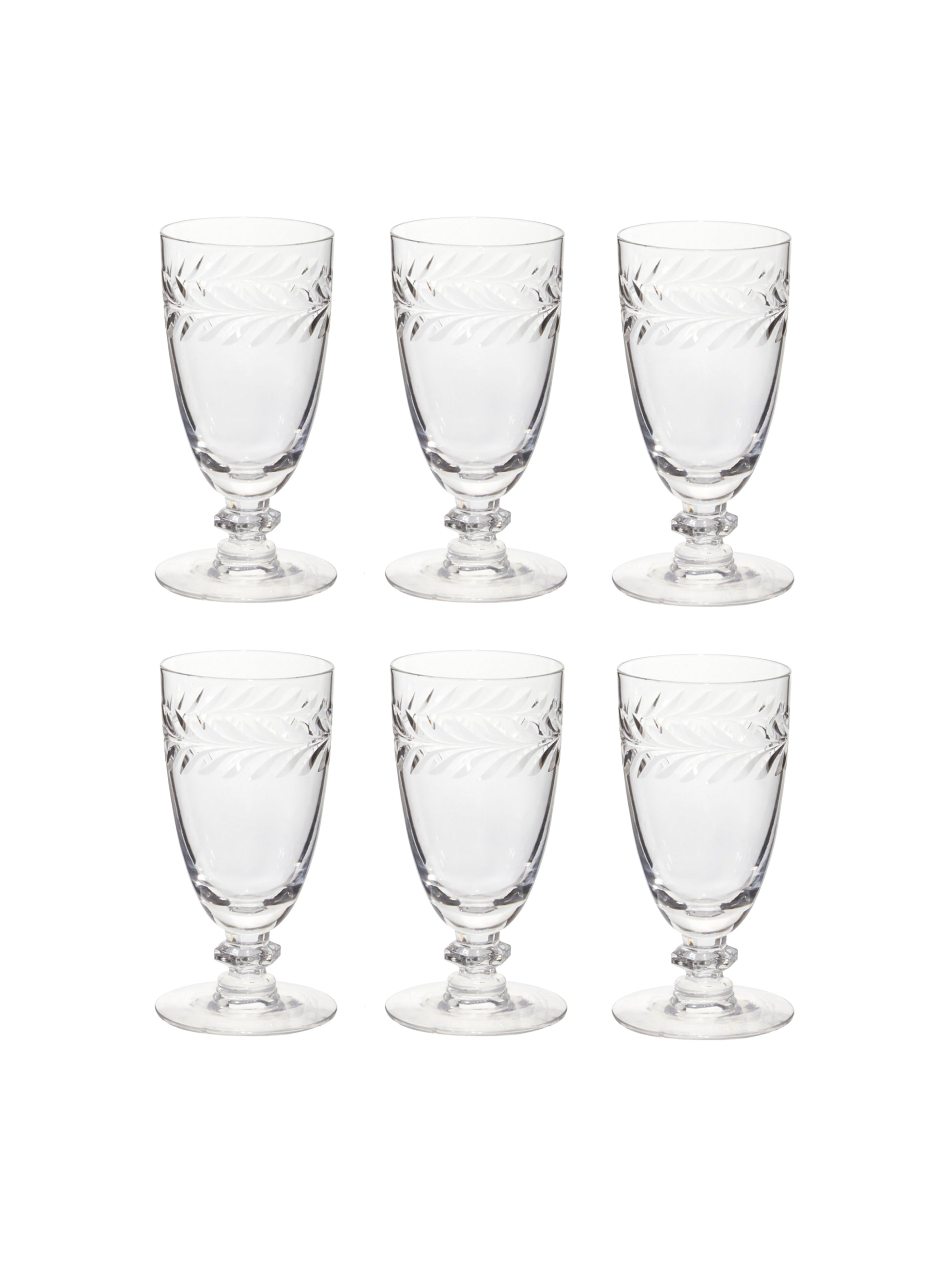 Vintage 1930s American Cut Crystal Glasses Set of Six Weston Table