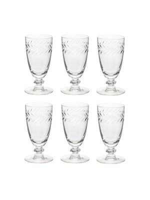  Vintage 1930s American Cut Crystal Glasses Set of Six Weston Table 