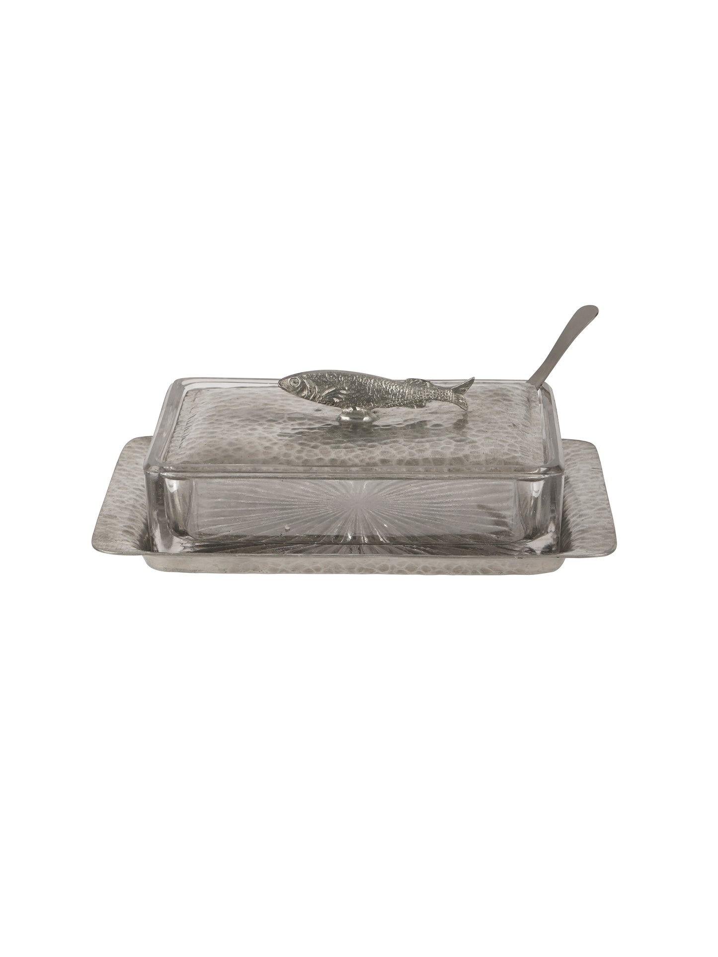 Vintage 1930s Barler Brothers Glass and Silver Plate Sardine Dish Weston Table