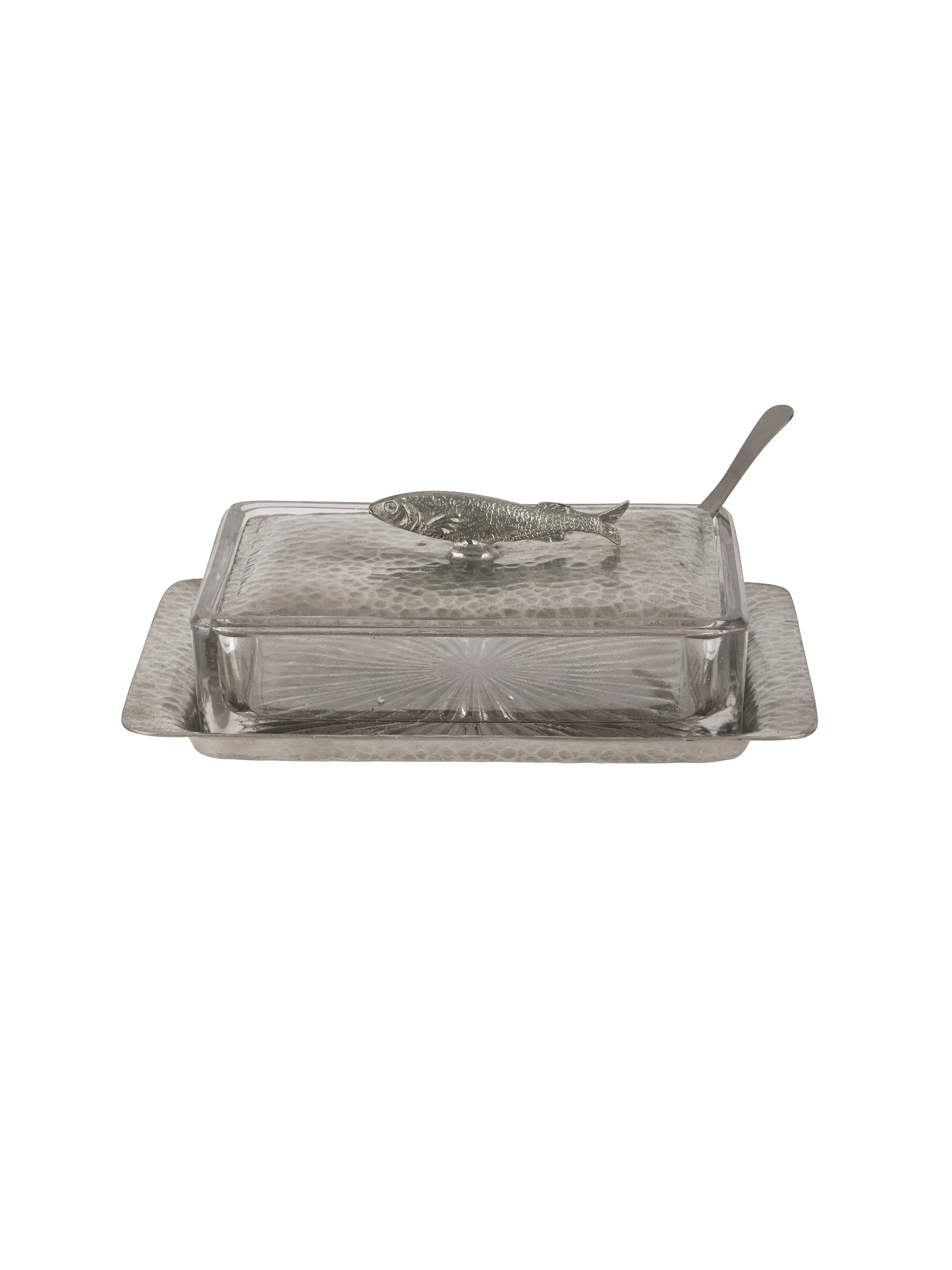 Vintage 1930s Barler Brothers Glass and Silver Plate Sardine Dish Weston Table