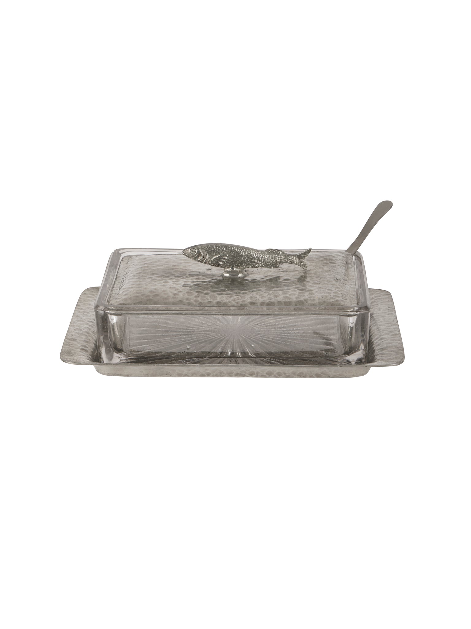 Vintage 1930s Barler Brothers Glass and Silver Plate Sardine Dish Weston Table
