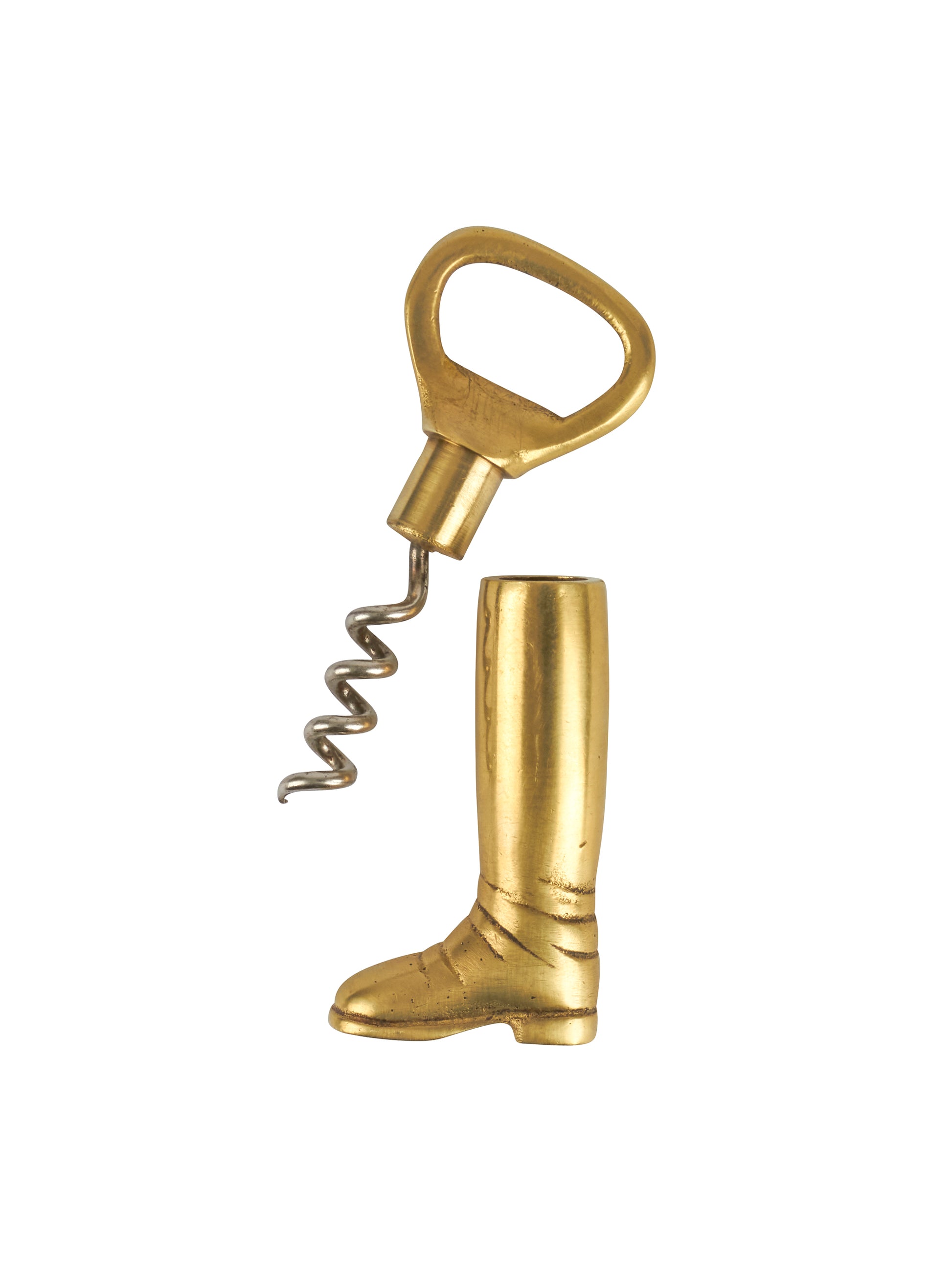 Vintage 1930s Brass Riding Boot Bottle Opener & Corkscrew Weston Table