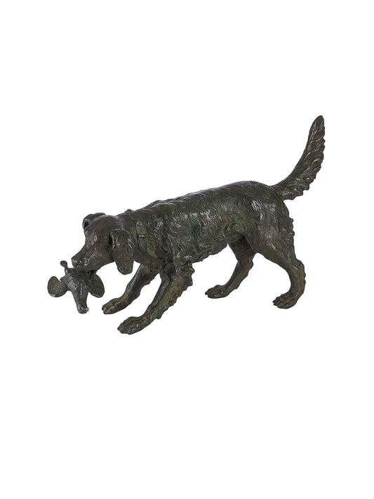 Vintage 1930s Bronze Hunting Dog Statue Weston Table