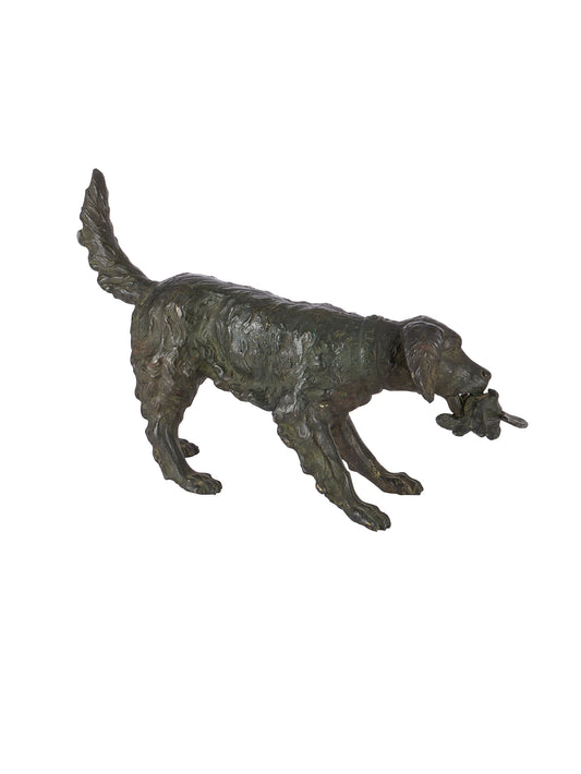 Vintage 1930s Bronze Hunting Dog Statue Weston Table