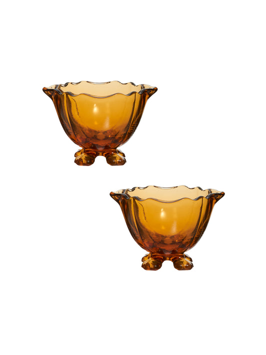 Vintage 1930s Cambridge Amber Footed Nut Cups Set of Two Weston Table