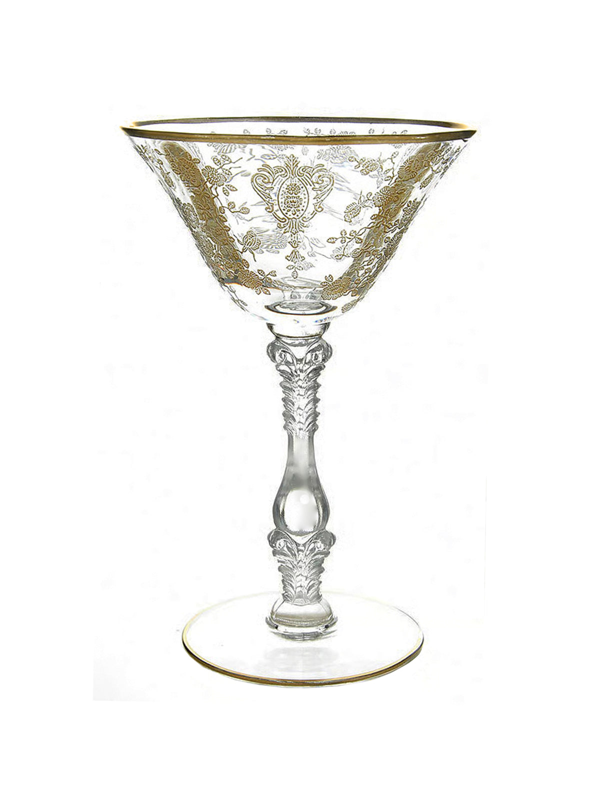 Vintage 1930s Rose Point Cambridge Gold Encrusted Sherbet Glasses Weston Table