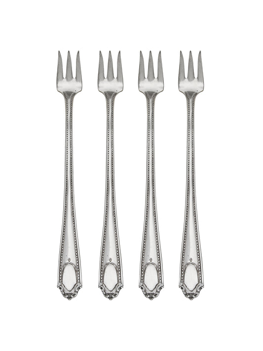 Vintage 1930s Cameo Silver Plate Oyster Forks Set of Four Weston Table