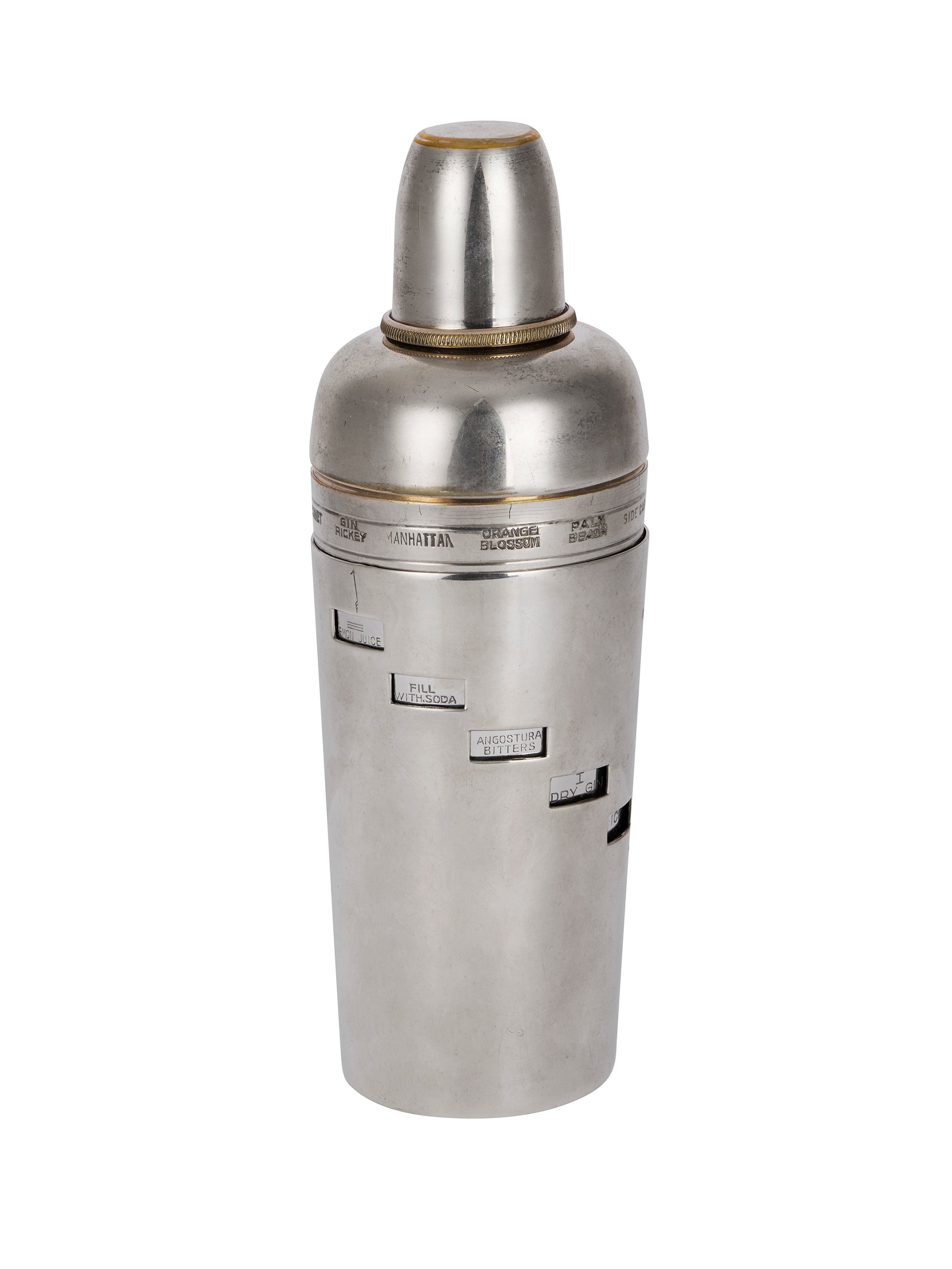 Vintage 1930s Dial a Drink Silver Plate Cocktail Shaker Weston Table