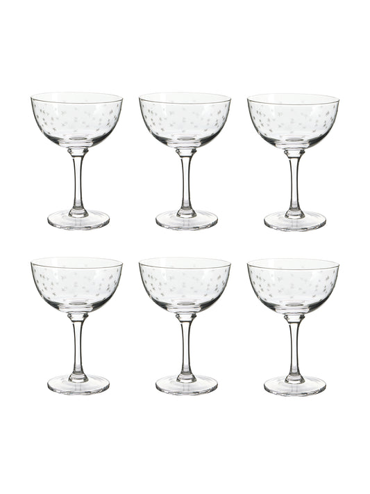 Vintage 1930s English Etched Stars Cocktail Glasses Weston Table