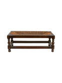 Vintage 1930s English Low Bench with Woven Seat Weston Table