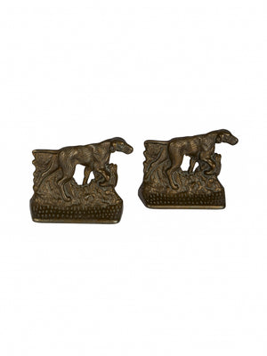  Vintage 1930s English Pointer Bronze Cast Iron Bookends Weston Table 