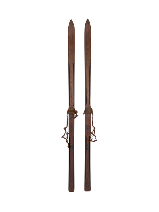 Vintage 1930s Engraved Wooden Skis Weston Table