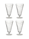 Vintage 1930s Etched Footed Ice Tea Glasses Set of Four Weston Table