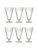 Vintage 1930s Etched Footed Ice Tea Glasses Set of Six Weston Table