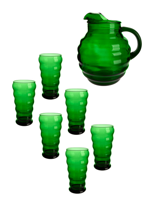 Vintage 1930s Forest Green Bubble Iced Tea Set Weston Table