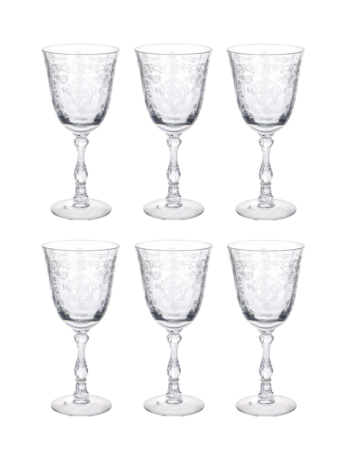 Vintage 1930s Fostoria Navarre Wine Glasses Set of Six Weston Table