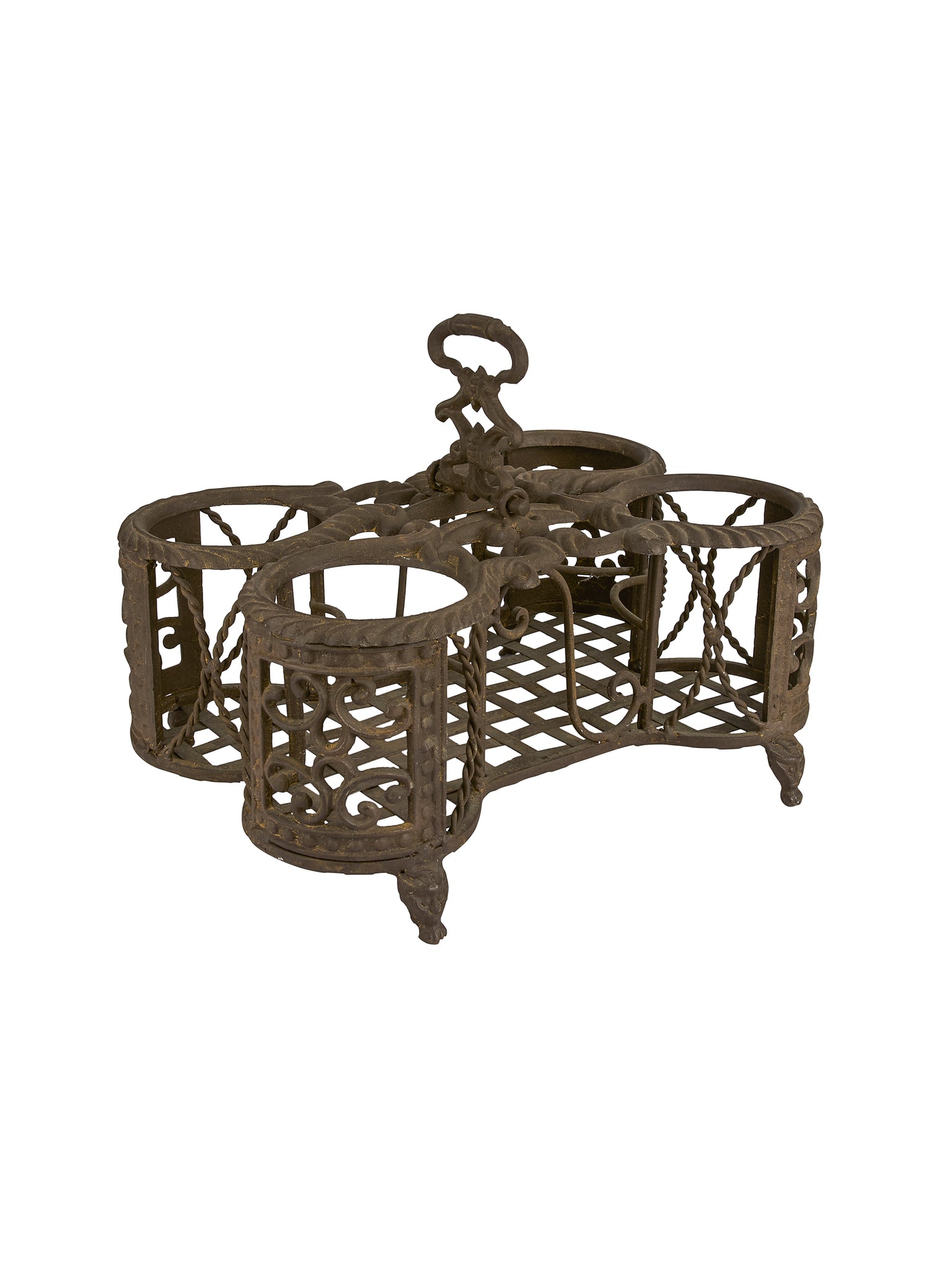 Vintage 1930s French Cast Iron Wine Bottle Holder Weston Table