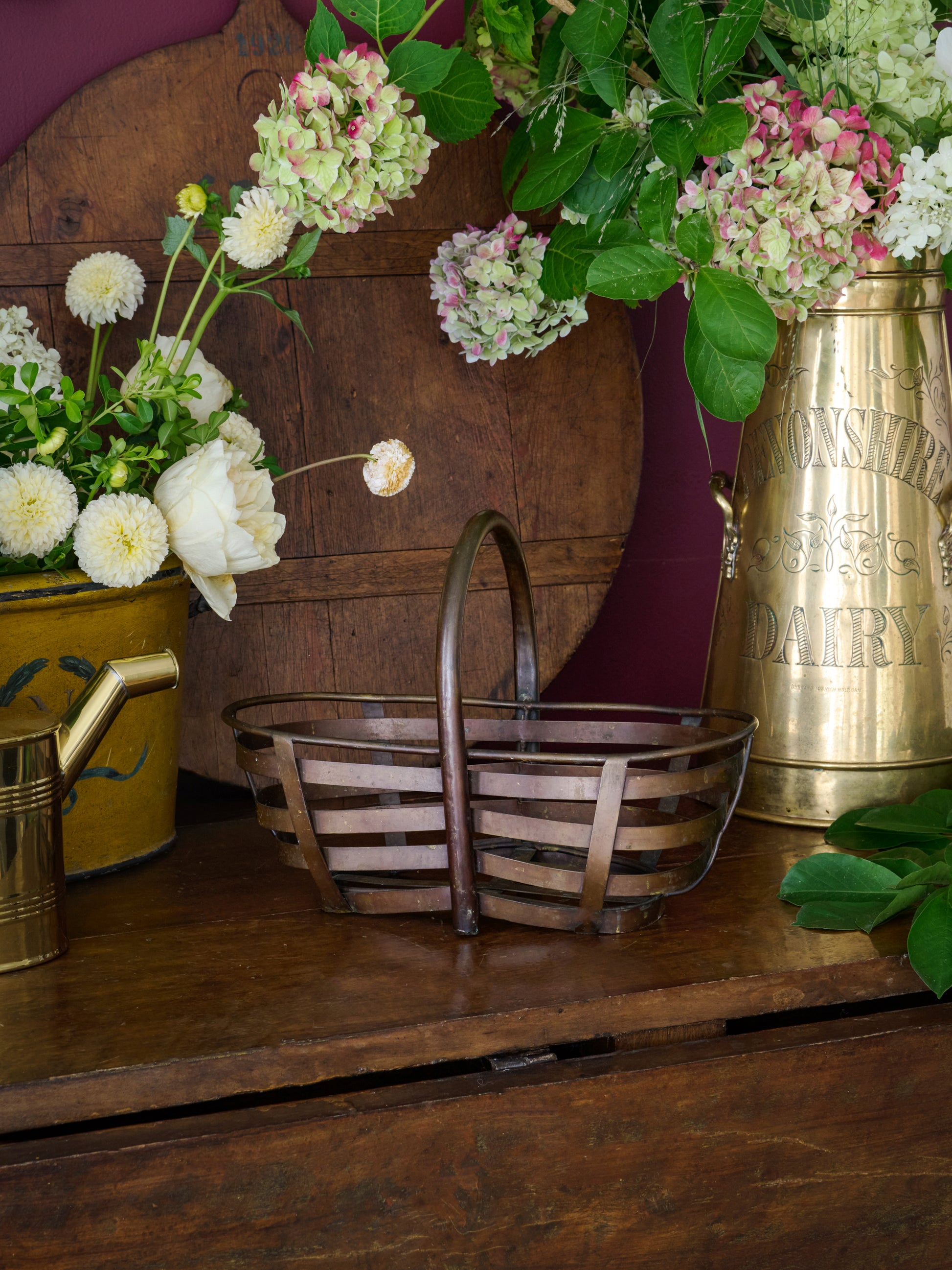 Vintage 1930s French Metal Slatted Potato Basket Weston Table