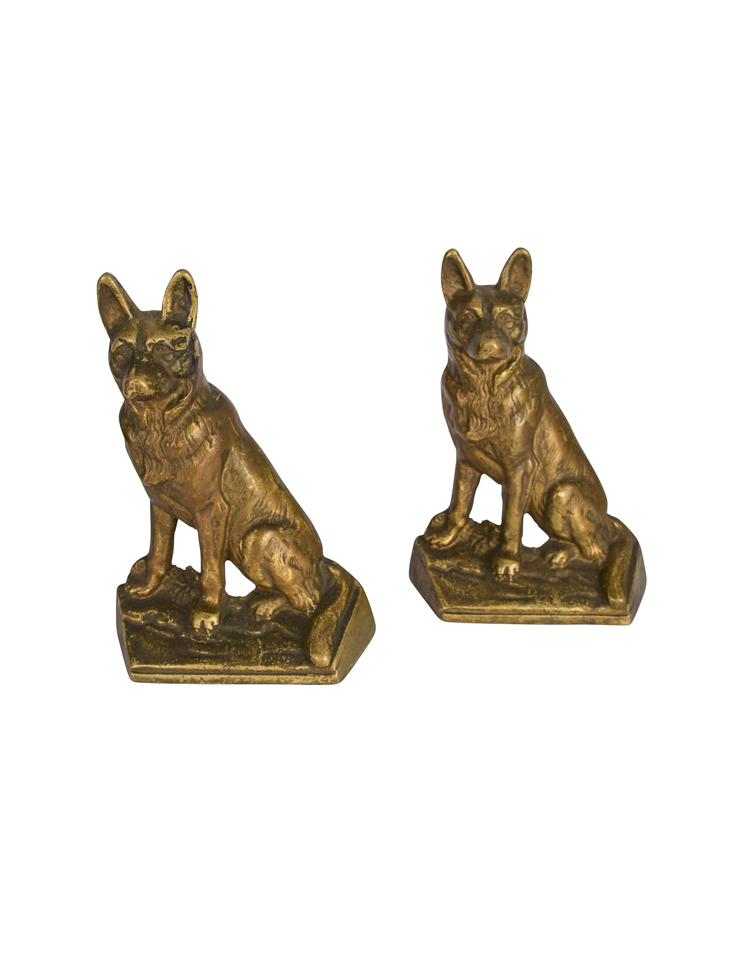 Vintage 1930s German Shepherd Bronze Bookends Weston Table