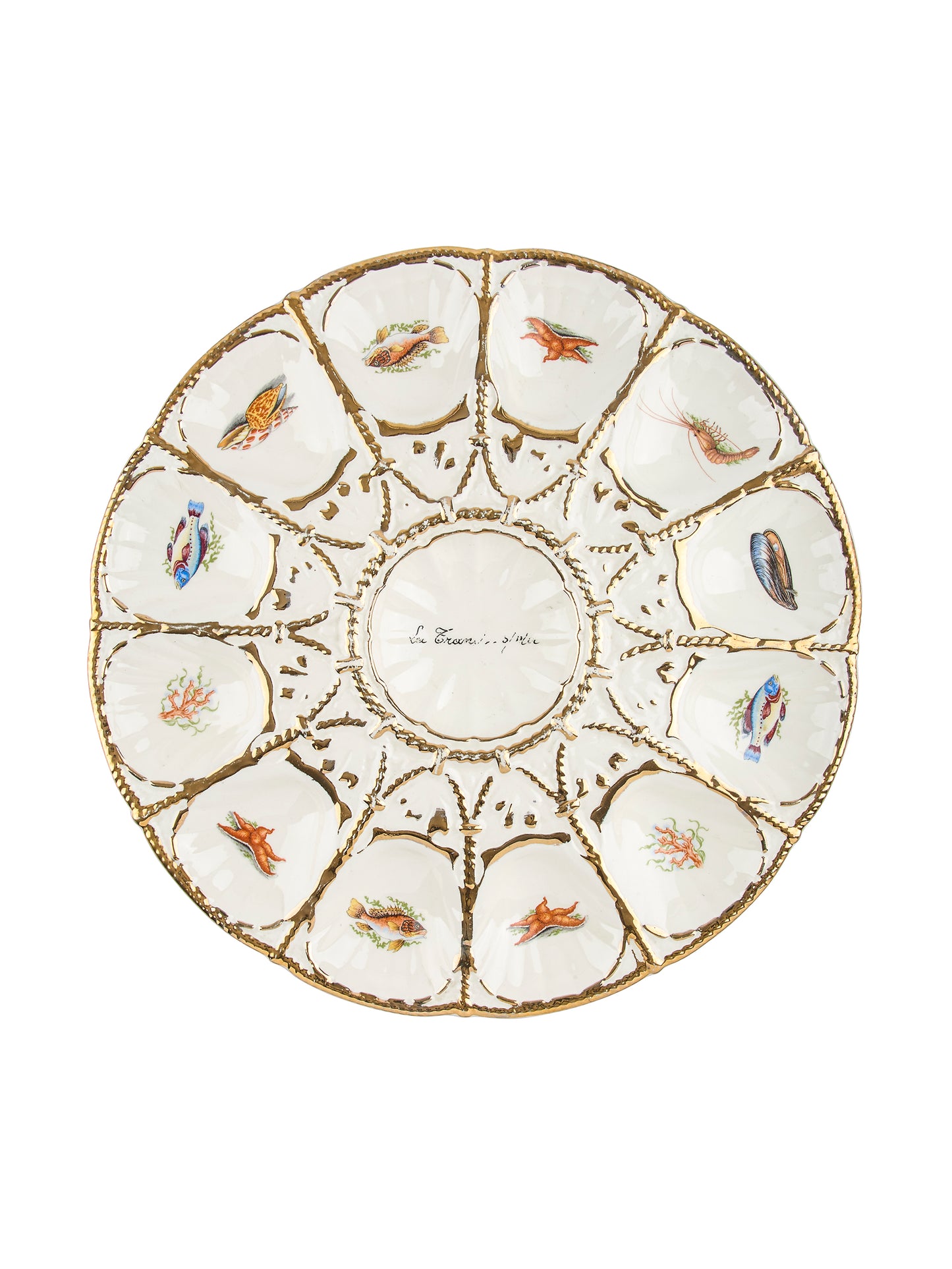 Vintage 1930s Gilt Marine Life Oyster Platter Weston Table